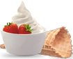 Frozen yoghurt with cones